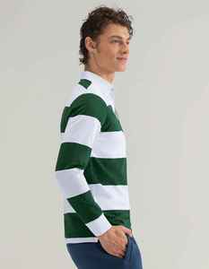 Camiseta de Rugby Personalizada de Alta Calidad para Hombre, Marca Nesta Sports, Transpirable, Blanca con Rayas Verdes Teñidas, de Manga Larga y Corte Holgado - Product Image 6