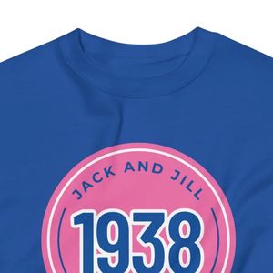 แจ็คแอนด์จิล เสื้อสเวตเชิ้ตสีชมพู สีฟ้า ลายวงกลม ปี 1938 พรีเมียม ซอฟท์ คอกลม แขนยาว สตรีทแวร์ลำลอง เสื้อผ้าขายส่ง - Product Image 4