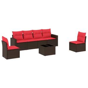 Ensemble de canapés de patio en polyrotin marron, 7 pièces, avec coussins, meubles d'extérieur, sièges de style contemporain pour 7 personnes - Product Image 4