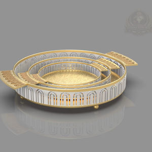 Plateau de service et plateau décoratif de luxe en acier inoxydable plaqué or - Cadeau d'affaires écologique - Product Image 1