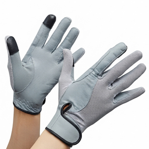 Gants d'équitation d'été unisexes personnalisés en cuir PU, demi-doigts, respirants, fermeture auto-agrippante, impression numérique, polaire douce - Product Image 1