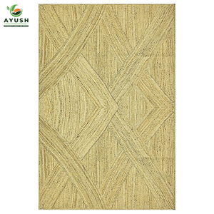 Tapis tressés rectangulaires à motif zig-zag superposé 7x10' en jute naturel, personnalisables pour les bureaux et les maisons - Product Image 1