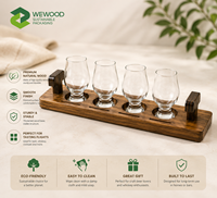 Plateau de dégustation de bières en bois personnalisé OEM ODM avec poignée pour bar, restaurant, brasserie et hôtel