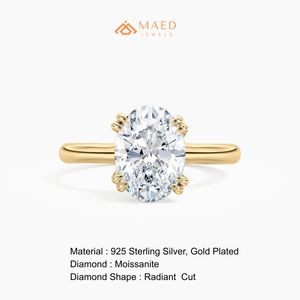 แหวนหมั้นผู้หญิงทรงรีประดับมอสซาไนต์ชุบทองคำขาวจาก Maed Jewels พร้อมตัวเรือนแบบหนามเตย สไตล์หรูหราแบบนิวยอร์ก เหมาะสำหรับเป็นของขวัญ - Product Image 6