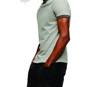 Camiseta de Manga Corta Gris Claro para Hombre con Ribete en Gris Oscuro, Corte Ajustado, Cuello Redondo, Color Sólido, Tejido de Algodón - Product Image 2