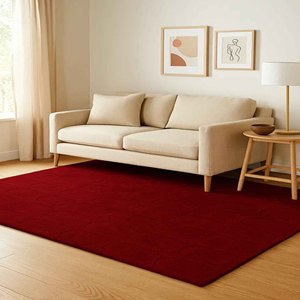 Luxury Hand Tufted Burgundy Wool Rug Geometric Oval Design Modern Minimalist Area Carpet Custom Size Rug Home Decor Rug - Product Image 2