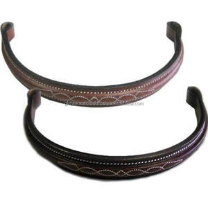 Banda para cejas de caballo de cuero acolchado suave extra cómodo con costura blanca elegante de diseñador diseño personalizado banda para cejas de caballo para brida - Product Image 5