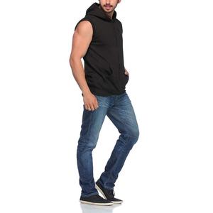 100% Cotton Zipper Sleeveless Gym <b>Hoodie</b> for <b>Men</b> Autumn Winter Street Wear Custom Logo Designer Embroidered <b>Black</b> Wholesale - Product Image 2