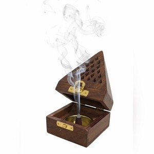 Sandalwood Incense Burner With Brass Insert And Lattice Lid For Aromatic Use All-Season <b>Decor</b> - Product Image 6