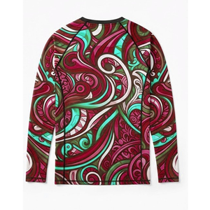 Camiseta de Compresión de Manga Larga para Hombre, Diseño Geométrico Verde con Impresión por Transferencia de Calor, Secado Rápido, UPF50, Antibacteriana, Deportiva - Product Image 6