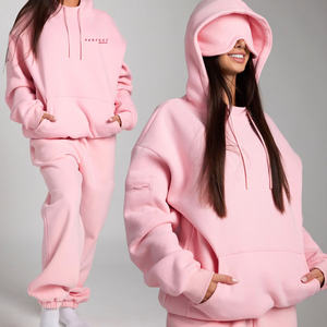 เสื้อฮู้ดดี้ผู้หญิงแบบกำหนดเองพร้อมดีไซน์หน้ากากปิดตา ผ้าฝ้ายฟลีซหนา 400GSM สไตล์ลำลอง สำหรับฤดูใบไม้ร่วงและฤดูหนาว ทรงโอเวอร์ไซส์ - Product Image 2