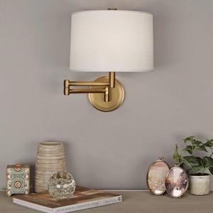 Modern Brass <b>Wall</b> <b>Sconce</b> with White Drum Shade Oval Design Metal Handicraft Lighting Fixture - Product Image 1