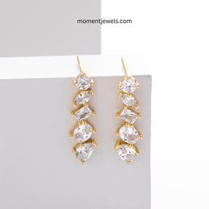 925 <b>Sterling</b> <b>Silver</b> Zircon <b>Stud</b> Earrings Rhodium Plated Geometric Shape Drop Earrings for Women Anniversary Wedding - Product Image 2