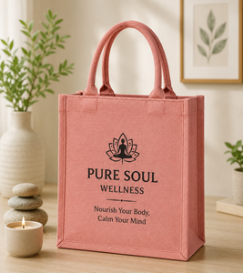 กระเป๋าผ้า Non-Woven ลายพิมพ์ตัวอักษรสีชมพูขนาดใหญ่ พร้อมหูหิ้ว สำหรับใช้ในชีวิตประจำวัน ยี่ห้อ PURE SOUL WELLNESS - Product Image 5