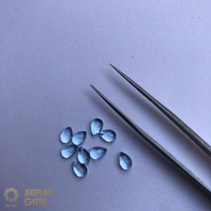 Pierres précieuses Jaipuri naturelles pour topaze bleue, cabochon lâche, coupe poire lisse, 4 mm et 6 mm, polies pour la fabrication de bijoux - Product Image 2