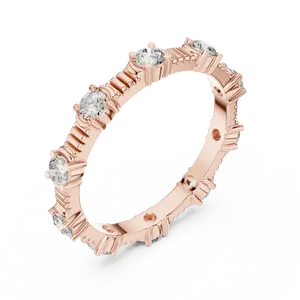 Bague de luxe unisexe en or massif 18 carats avec dix pierres serties, diamant synthétique 0,65 CTW couleur E, taille brillant rond - Product Image 6