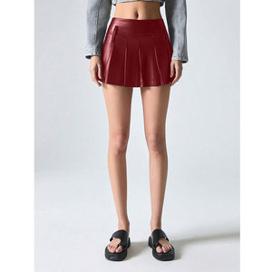 Minifaldas de cintura baja con pliegues para mujer, de piel sintética, para fiesta, club, estilo skater, skorts - Product Image 3