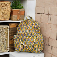 Handbedruckter Modischer Luxus-Sommer-Boho-Rucksack Maßgefertigt 100% Baumwolle Indischer Druck Gesteppt Blumenmuster Leichtgewicht