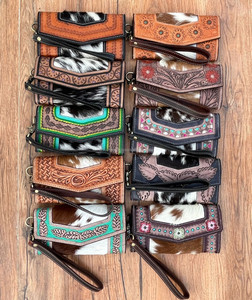 Nouveau Style pochette en fourrure de vachette usinée à la main sculpture portefeuille en cuir Multi utilisations cuir occidental nouveau Design pochette élégante pour les femmes - Product Image 4