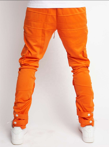 OEM Custom Logo <b>Slim</b> <b>Fit</b> Pocket Cargo Leather Pants Customized Men Zipper Elastic Waist <b>Jogger</b> Stacked Pant's - Product Image 3
