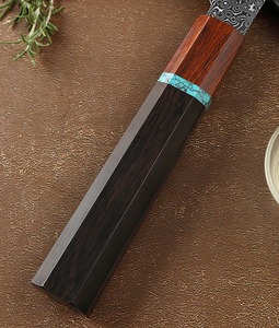 Handmade Ambidextrous Chef <b>Set</b> in Damascus Steel with Wooden Handle and Leather Sheath Extra <b>Sharp</b> - Product Image 3