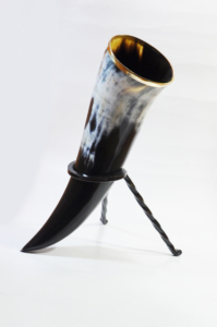 High Quality Viking Drinking Horn Polished Natural Ox Horn horn with metal stand viking horn with brass tip - Product Image 4