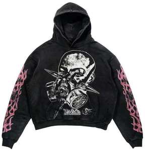 Sudadera con Capucha de Último Diseño con Hombros Caídos, Personalizada con Serigrafía de Logotipo, Chándal Acampanado 100% Algodón, Chándal de Felpa - Product Image 4