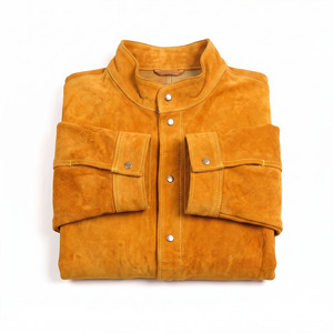 Vestes de soudage en cuir de vachette pleine fleur haute protection, résistantes aux flammes, anti-rayonnement, vêtements de sécurité certifiés CE - Product Image 3