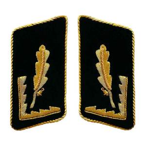 Tela Personalizada con Bordado de Hilos de Oro, Botón de Presión de Latón y Clip de Latón, Parches de Cuello para Uniforme - Product Image 2