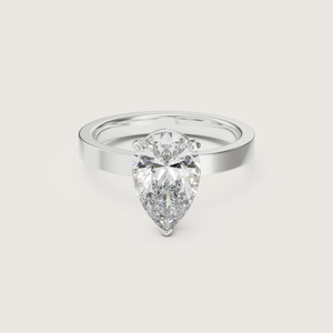 Anillo de Diamante Cultivado en Laboratorio con Corte Pera de 2 Quilates, Oro Sólido de 14K, Banda de 2.5MM, Anillo de Compromiso y Boda Solitario para Mujer - Product Image 4