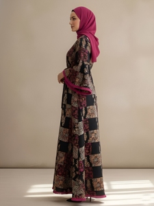 Abaya longue en coton faite à la main de haute qualité, à manches longues, col évasé, coupe ample, respirante, pour tenue décontractée ou de fête, multi-usages, vente en gros - Product Image 4
