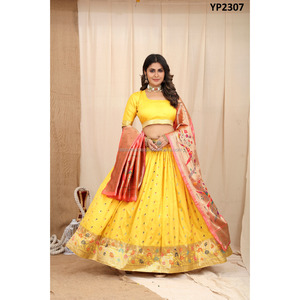 Traditional Jacquard Lehenga Choli <b>Modest</b> <b>Sets</b> for Women Enhance Your Style with All-Over Beautified Design - Product Image 2