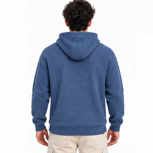 Mens Waffle Knit Hoodie Casual Thermal Pullover <b>Long</b> Sleeve Winter Outdoor Streetwear Custom Hooded <b>Sweatshirt</b> Wholesale Apparel - Product Image 5