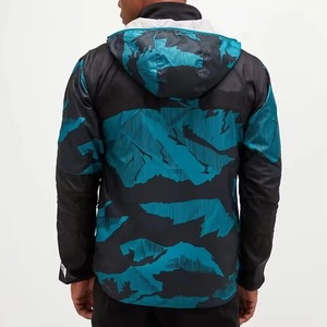 Chaqueta cortavientos de lona estilo High Street personalizada para hombre, cuello alto, cierre de cremallera, impermeable, transpirable, chaqueta de alta calidad - Product Image 3