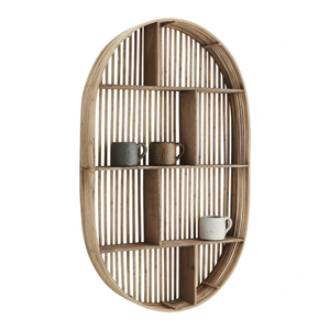 Minimalist Oval Rattan Bamboo Wall Shelf Decorative Storage <b>Rack</b> for Living Room and Entryway Wholesale - Product Image 1