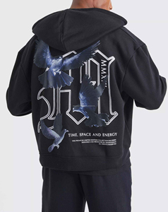 Couple Hoodies français éponge zip up Coton Lourd Thermique Full-Zip Hoodie 300 500 Gsm Logo Personnalisé Broderie Manteau Veste - Product Image 4