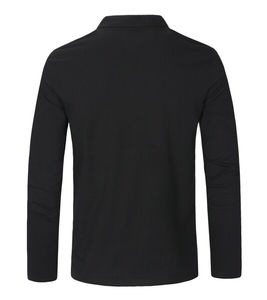Men's Black Long Sleeve Polo <b>Shirt</b> Stand Collar 3 Button Placket Casual Slim Fit Cotton Blend Pullover <b>Shirt</b> Wholesale - Product Image 2