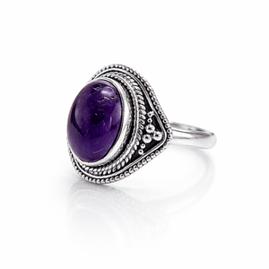 Anillo de plata con amatista natural, anillo de plata de ley 925 hecho a mano para mujer, anillo estilo boho para regalo, anillo a precio de mayorista - Product Image 2