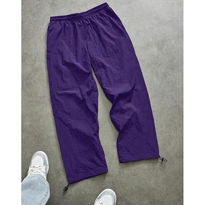 Pantalon décontracté confortable pour homme, coupe large, en molleton bouclette et nylon, avec passepoil, idéal pour l'extérieur - Product Image 3