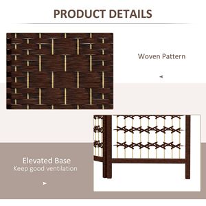 Divisorio Pieghevole Tradizionale in MDF Marrone con 4 Pannelli in Fibra Ondulata Traslucida per Casa e Ufficio - Product Image 6