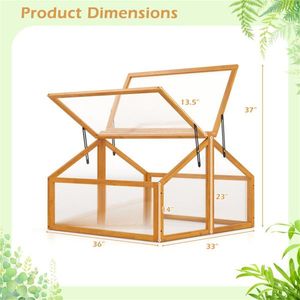 Serra Portatile con Doppia Ventilazione Regolabile sul Tetto, in Legno di Abete, per Coltivazione Annuale Domestica, con Policarbonato - Product Image 3