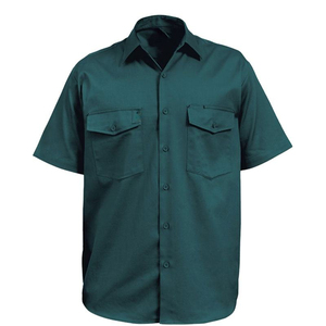 Camisa de trabajo de manga corta para hombre, talla grande, de algodón, con botones, cuello redondo, dos bolsillos, uniforme. - Product Image 2
