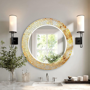 Espejo de Mosaico Redondo Decorativo de Pared, Diseño de Última Moda, Tamaño Personalizado, Decoración de Baño, Precio Accesible, Superventas - Product Image 1