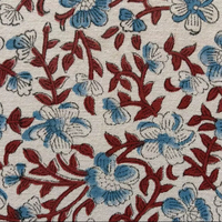 Tissu en coton imprimé à la main avec motifs floraux, textile en coton fait main en Inde, tissu Sanganeri traditionnel en gros