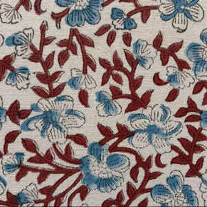 Tela de algodón floral estampada a mano, textil de algodón hecho a mano en India, tela tradicional Sanganeri al por mayor - Product Image 3