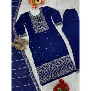 Ensemble de costume de soirée pour femmes de créateur avec un magnifique dupatta, haut et bas - Product Image 3