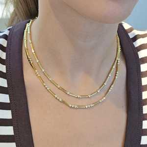 Collar Trio Diamond Station de Oro Sólido 14K/18K con Diamante Cultivado en Laboratorio de 1.12ct Claridad VS+ Certificado IGI, Collar para Usar en Capas - Product Image 4