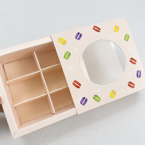 Biodegeadable Eco Paper <b>Box</b> Packaging Macaron 6 Grids Dividers Food Cardboard Grade Dessert <b>Box</b> With Window - Product Image 5