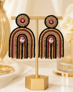 Handmade Zinc Alloy Black White Seed Bead Fringe <b>Drop</b> Earrings for Women Bohemian Long Tassel Wedding Fashion Statement Jewelry - Product Image 3