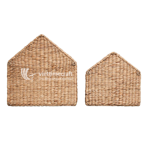 ชั้นวางของติดผนังอเนกประสงค์ทรงสี่เหลี่ยมทำจากหวายผักตบชวา ขอบสีขาว สำหรับจัดเก็บของในครัว ของเล่นเด็ก หรือของใช้ในห้องเด็กอ่อน - Product Image 2